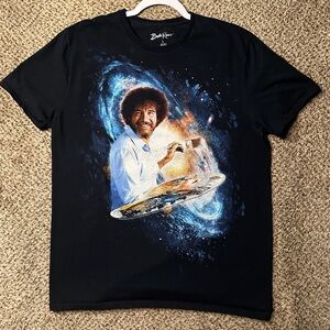 Black Graphic bob ross T-Shirt